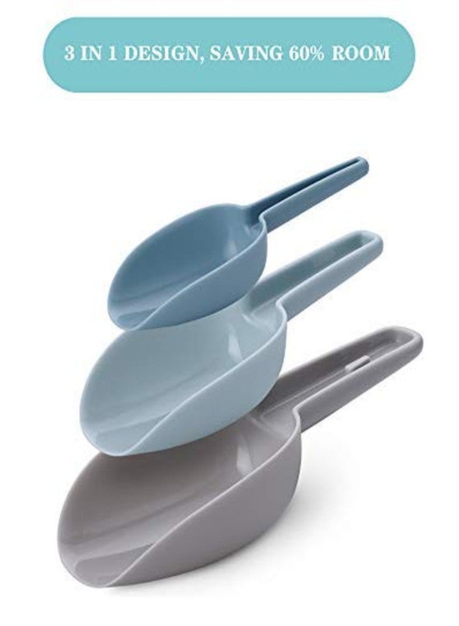 Krizkey 3 Pcs Multi-Purpose Plastic Nesting Scoop Spoons for Canisters Flour Cereal Popcorn Scoop Set Kirana Shop, Grocery, Grains, Sugar, Atta, Rice, Masala Powder, Ice Cream - Image 2